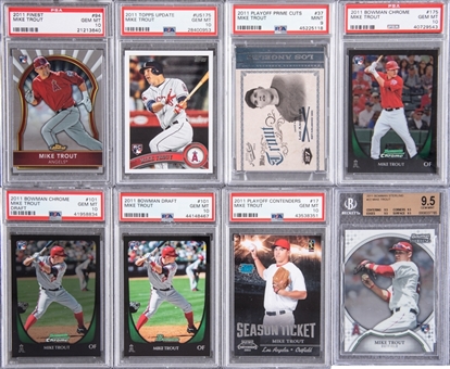 2011 Topps, Bowman and Playoff Mike Trout High-Grade Rookie Cards Collection (8 Different) – Complete Mike Trout Rookie Set - Including Six PSA GEM MT 10 Examples!